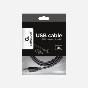 Gembird Câble USB 2.0 A vers Micro-USB B 1.8m Noir, Contacts Or, Connecteurs Mâle/Mâle, Diamètre 4.5mm, Facteur de Forme Droit/Courbe, RoHS - Miniature 3