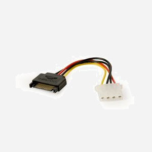 Gembird CC-SATA-PS-M : Câble d'alimentation interne 0.15m, Connecteurs SATA 15 broches (Femelle) vers Molex 4-pin (Femelle), Facteur de forme droit - Miniature 1