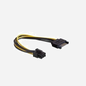 Gembird CC-PSU-SATA : Câble d'alimentation SATA 15 broches vers SATA 6 broches Slimline, 0.2m, Connecteurs droits, Noir/Jaune