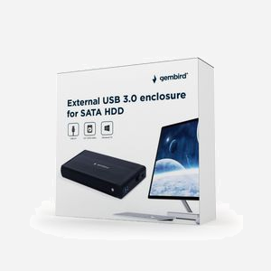 Gembird EE3-U3S-3 Boîtier Externe HDD 3.5" SATA vers USB 3.2 Gen 1, Aluminium Noir, Chipset JMS578, Alimentation Secteur, Compatible Windows - Miniature 2