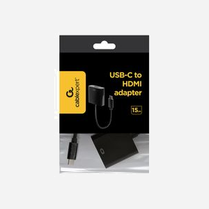 Gembird Adaptateur USB-C vers HDMI 4K, Noir - A-CM-HDMIF-01 - Résolution max. 3840x2160 pixels (30MHz) - Connecteur USB Type-C mâle vers HDMI femelle - Miniature 2