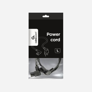 Gembird PC-184L Câble d'alimentation 1m, EURO vers Coupleur C7, Connecteurs Coudés 90°, H05VV-F 2x0.5mm², 2.5A, RoHS, Noir - Miniature 2