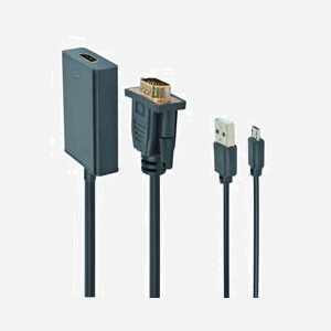 Gembird Adaptateur VGA vers HDMI - 0.15m - 1920x1080 60Hz - Connecteurs Mâle/Femelle - Chipset Intégré - Audio 3.5mm - Noir
