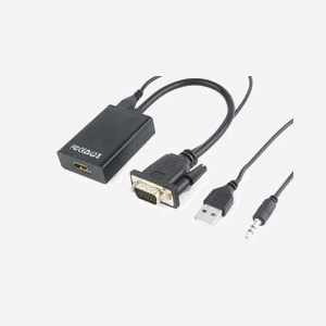 Gembird Adaptateur VGA vers HDMI - 0.15m - 1920x1080 60Hz - Connecteurs Mâle/Femelle - Chipset Intégré - Audio 3.5mm - Noir - Miniature 3