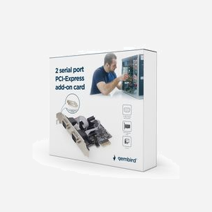 Gembird SPC-22 : Carte PCIe 2 ports Série RS-232, Chipset WCH382, Profil Bas, Débit Max 2 Mbps, Compatible Windows 7/8/10, PCIe 1.1 - Miniature 2