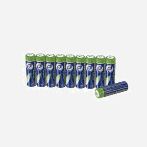 Gembird EG-BA-AASA-01: Pack de 10 Piles Alcalines AA LR6 1.5V, Usage Unique, Durée de Vie 5 ans, Certifié RoHS, Dimensions 52x142x15mm