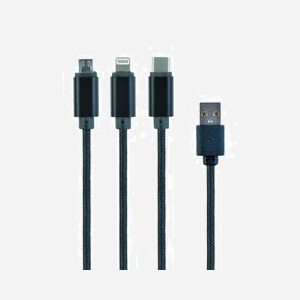 Gembird CC-USB2-AM31-1M : Câble USB 2.0 vers 3 Connecteurs Mâles 1m, Connecteur A Mâle, Compatible Charge Multi-Appareils, RoHS