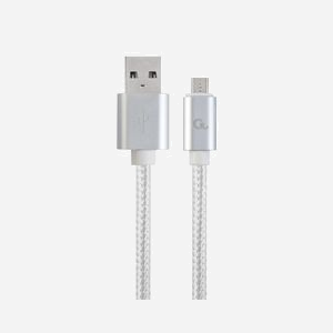 Gembird Câble USB 2.0 A Mâle vers Micro-USB B Mâle 1.8m, Contacts Or, Diamètre 4.5mm, Revêtement Coton, Noir, CCB-MUSB2B-AMBM-6-S - Miniature 2