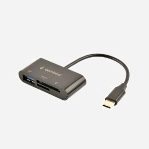Gembird UHB-CR3-02 Lecteur Cartes Mémoire USB 3.2 Gen 1 Type-C, SD/SDHC/SDXC/MicroSD, USB 2.0, Noir, 55x25x12mm, Plug & Play - Miniature 2