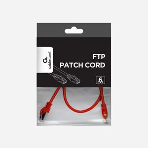 Cordon de Patch Gembird PP6-0.5M/R Cat6 FTP Rouge 0.5m, Connecteurs RJ-45 Mâle, Contacts Or, Fil AWG26 CCA, Blindage Aluminium, RoHS, CE, ISO 9002, DVE - Miniature 2
