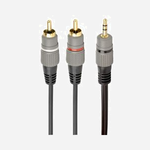 Gembird CCA-352-1.5M : Câble Audio 1.5m, Jack 3.5mm Stéréo Mâle vers 2 RCA Mâle, Connecteurs Plaqué Or - Miniature 1