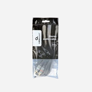 Câble Audio Gembird CCA-352-2.5M : 3.5mm vers 2x RCA Mâle, 2.5m, Contacts Plaqué Or, Noir, Connecteurs Droits, CE/RoHS - Miniature 3