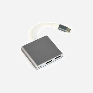Gembird A-CM-HDMIF-02-SG Adaptateur USB Type-C vers HDMI 4K 30Hz, USB 3.0 et Type-C Charge, 58.5x51x11.6mm, Gris, 0-45°C - Miniature 1