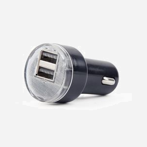 Gembird Chargeur Auto USB 2 ports 2.1A Noir EG-U2C2A-CAR-02, Entrée 12-24V, Sortie 5V, Protection Courant, Universel Tablettes/MP3/Portables