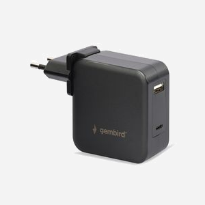 Gembird NPA-PD60-01 Adaptateur Secteur Universel 90W (60W max) pour Ordinateur Portable/Smartphone, USB 2.0 + USB Type-C, 1.5m, 100-240V - Miniature 1