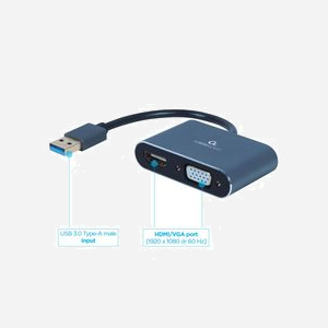 Gembird Adaptateur USB 3.0 vers HDMI/DisplayPort 4K UHD (3840x2160) 60Hz, compatible Windows 7/8/10, Mode Miroir/Etendu, Gris, A-USB3-HDMIVGA-01 - Miniature 2