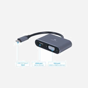 Cablexpert Adaptateur USB 3.0 vers HDMI/VGA, Résolution Max 3840 x 2160, Compatible Windows 7/8/10, Gris, Plug & Play, Dimensions 45x58x17mm - Miniature 2