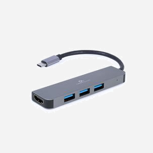 Adaptateur Multiport Gembird A-CM-COMBO2-01 USB Type-C vers 3x USB 3.2 Gen 1 Type-A + 1x USB 3.2 Gen 1 Type-C + HDMI 2.0 4K@30Hz, Boîtier Métal Gris - Miniature 2