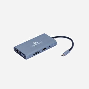 Gembird A-CM-COMBO7-01 : Adaptateur USB-C 3.2 Gen 1 avec LAN Gigabit, HDMI 2.0, VGA, Lecteur Cartes SD/MicroSD, et 3x USB-A 3.2 Gen 1, Power Delivery 100W - Miniature 4