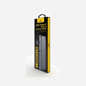 Gembird A-CM-COMBO11-01 : Adaptateur Multi-Ports USB Type-C 11-en-1 - USB 3.2 Gen 1, HDMI 4K 30Hz, VGA, USB-PD 87W, Lecteur Cartes SD/MicroSD, LAN, Audio 3.5mm