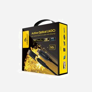 Gembird CCBP-HDMID-AOC-50M : Câble Optique Actif HDMI 2.0 (AOC) 50m, 4K UHD 60Hz, Connecteurs HDMI-A/HDMI-D plaqués or, Fibre Optique, HDCP 1.4/2.2.