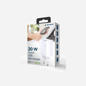 Gembird TA-UC-PDQC20-01-W : Chargeur secteur USB 20W Type-C + USB-A QC3.0, Power Delivery, 100-240V, Protections Surtension/Courant/Chaleur/CC, Blanc - Miniature 5