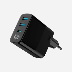 Gembird Chargeur Secteur Universel TA-UC-PDQC30LCD-BK-02 : 2x USB-A 3.2 Gen 1, 1x USB-C, Power Delivery 30W, Quick Charge 3.0, GaN, LCD, Noir - Miniature 3