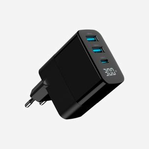 Gembird Chargeur Secteur Universel TA-UC-PDQC30LCD-BK-02 : 2x USB-A 3.2 Gen 1, 1x USB-C, Power Delivery 30W, Quick Charge 3.0, GaN, LCD, Noir - Miniature 4