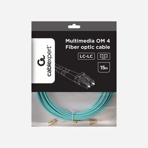 Câble Fibre Optique Multimode Duplex Gembird OM4 LC/LC 15m, 50/125µm, 100Gbps, LSZH, Aqua, Longueurs d'ondes 850/1300nm, Perte Insertion 0.3dB - Miniature 4