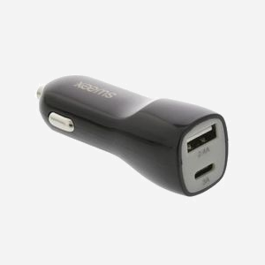 Sweex CH-014BL Chargeur Auto Allume-cigare 12-24V, 1x USB 2.0, 1x USB Type-C, 3400mA Smartphone Tablette, Noir/Gris, 45x105x150mm - Miniature 4