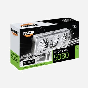 Inno3D GeForce RTX 5080 X3 OS WHITE 16GB GDDR7 - GPU NVIDIA 2295MHz, 10752 CUDA, PCIe 5.0, 3x DisplayPort 2.1b, HDMI 2.1b, 3 ventilateurs - Miniature 2