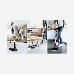 Bosch BBS711W Aspirateur Balai 2-en-1 sans Sac 0.3L Blanc - Batterie 18V 3Ah Autonomie 40min - Filtration Hygiénique, Tube Flexible & Brosse LED - Miniature 2
