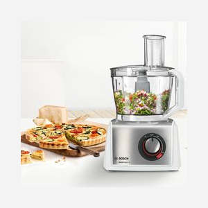 Robot de Cuisine Multifonction Bosch MC812S814 1250W, Bol 3.9L, Acier Inox/Blanc, Commande Rotative, Fonction Impulsion et Pétrissage, Incl. 11 Accessoires - Miniature 3