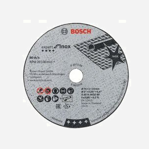Bosch 2-608-601-520 : Lot de 5 disques à tronçonner 76mm x 1mm, alésage 10mm, pour meuleuse d'angle Bosch GWS 10.8-76 V-EC, usage sur métal.