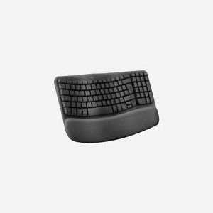 Logitech Wave Keys - Clavier Ergonomique sans Fil Graphite, QWERTY US International, RF + Bluetooth, Membrane, Repose-Poignets, Compatible Windows/macOS/Linux/Android - Miniature 3