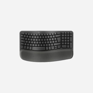 Logitech Wave Keys - Clavier Ergonomique sans Fil Graphite, QWERTY US International, RF + Bluetooth, Membrane, Repose-Poignets, Compatible Windows/macOS/Linux/Android - Miniature 4