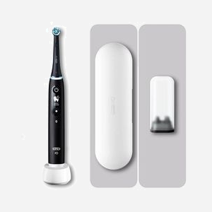 Oral-B iO Series 6 Brosse à Dents Rotative Adulte Noire - 5 Modes, Minuteur 2min, Capteur Pression, Batterie Intégrée, 1 Poignée & Brossette