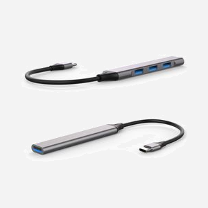 4smarts Hub USB 3.2 Gen 1 Type-C vers USB 3.2 Gen 1 Type-A + 3x USB 2.0, 5000 Mbit/s, Aluminium Gris, Compatible Windows/macOS/Android - Miniature 3