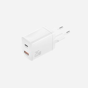 4smarts 540359 Chargeur Secteur Universel 25W QC 3.0, 1x USB-C + 1x USB-A 3.2 Gen 1, 100-240V, Blanc, Intérieur, Boîtier PC
