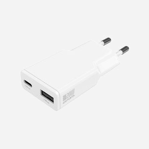 4smarts 541122 Chargeur Secteur 20W Blanc - USB-C + USB-A 3.2 Gen 1, Charge Rapide Quick Charge 3.0, GaN, Protection Court-Circuit, 100-240V