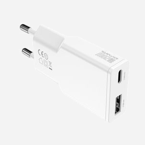 4smarts 541122 Chargeur Secteur 20W Blanc - USB-C + USB-A 3.2 Gen 1, Charge Rapide Quick Charge 3.0, GaN, Protection Court-Circuit, 100-240V - Miniature 4