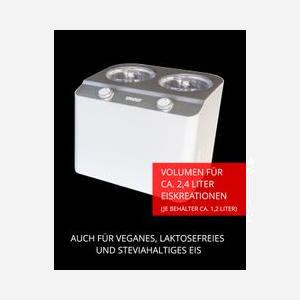 Unold Doppio - Sorbetière à Compresseur 2 x 2.4L, 250W, Acier Satin/Blanc, Production Glace/Sorbet/Yaourt, Cuves Amovibles Inox, Minuteur 30min - Miniature 2