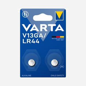 Varta 04276 - Lot de 2 Piles Bouton Alcalines LR44 1.5V 155mAh - Dimensions 11.6mm x 5.4mm - Type V13GA - Usage Unique