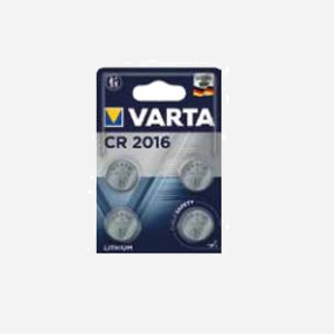 Varta Pile Lithium CR2016, 3V, 87mAh, Pack de 4. Dimensions 20mm x 1.6mm, Poids unitaire 1.8g. Technologie pile à usage unique. Réf. 06016-101-404