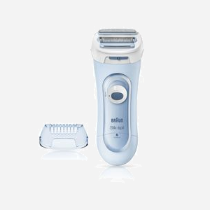 Braun Silk-épil Lady Shaver 81653271 Rasoir Femme 3 Têtes Tondeuse Wet&Dry Bleu, 1 Lame, Accessoire Exfoliant, Technologie Double-Care, Alimentation AA