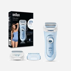 Braun Silk-épil Lady Shaver 81653271 Rasoir Femme 3 Têtes Tondeuse Wet&Dry Bleu, 1 Lame, Accessoire Exfoliant, Technologie Double-Care, Alimentation AA - Miniature 3