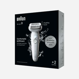 Épilateur Braun Silk-épil 9 BR2-225328 Gris/Blanc 40 pinces MicroGrip Wet&Dry Batterie Li-Ion 50min Autonomie Tête flottante Massage - Miniature 2