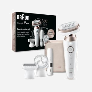 Braun Silk-épil 9 Flex 9-360 3D - Épilateur 40 Pinces MicroGrip, Wet&Dry, Tête Flottante, 2 Vitesses, Batterie Li-Ion 50 min, Rasoir & Tondeuse, Rose/Blanc - Miniature 1