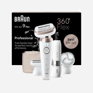 Braun Silk-épil 9 Flex 9-360 3D - Épilateur 40 Pinces MicroGrip, Wet&Dry, Tête Flottante, 2 Vitesses, Batterie Li-Ion 50 min, Rasoir & Tondeuse, Rose/Blanc - Miniature 2