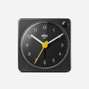 Braun BC02XB Réveil Quartz Noir Analogique 57x57x27mm Alimentation Batterie AA Fonction Snooze et Horloge Silencieuse - Miniature 2